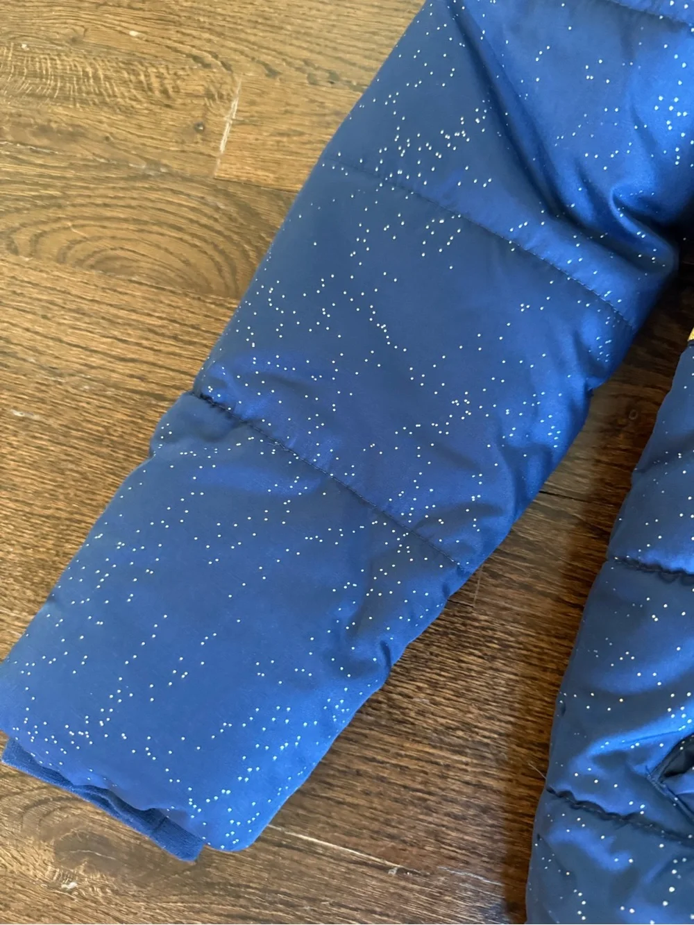 Carter’s, Navy Glitter Puffer Winter Coat Faux Fur Hood, Size 12 EUC